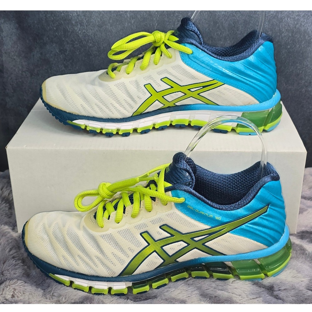 Asics Gel-Quantum 180 White turquoise Lime Green Running Shoes Women Size 7